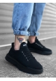 MRG0163 Bağcıklı Erkek Yüksek Taban Siyah Spor Ayakkabı