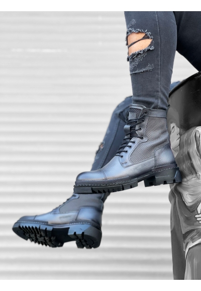 MRG0183 İçi Dışı Hakiki Deri Gri Erkek Postal Bot