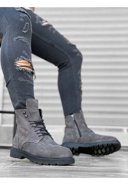 MRG0212 İçi Dışı Hakiki Nubuk Deri Gri Erkek Bot