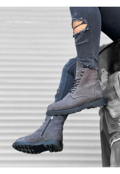 MRG0212 İçi Dışı Hakiki Nubuk Deri Gri Erkek Bot