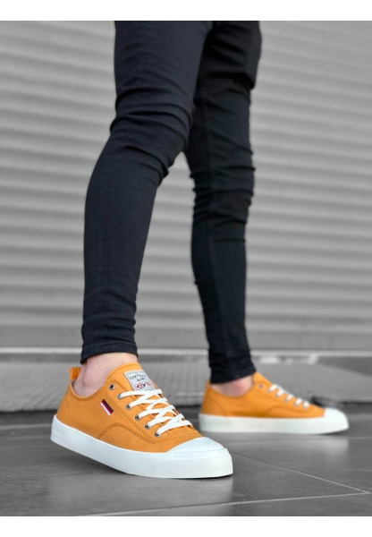 MirgeShoes Sarı Bağcıklı Erkek Günlük Ayakkabı Keten Kalın BYZ Taban MRG010602541