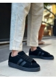 MirgeShoes Siyah Bağcıklı Erkek Günlük Ayakkabı İki Çizgili Kalın SYH Taban MRG010602553