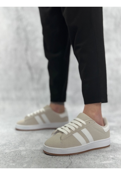 MirgeShoes Gri Bağcıklı Erkek Günlük Ayakkabı İki Çizgili Desen Kalın BYZ Taban MRG010602553