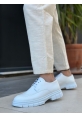 MirgeShoes Beyaz Bağcıklı Erkek Klasik Rugan Casual Ayakkabı Yüksek BYZ Taban MRG010602555