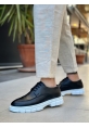MirgeShoes Siyah Bağcıklı Erkek Klasik Casual Ayakkabı Yüksek BYZ Taban MRG010602555