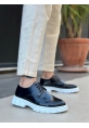 MirgeShoes Siyah Bağcıklı Erkek Klasik Rugan Casual Ayakkabı Yüksek BYZ Taban MRG010602555