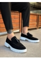 MirgeShoes Siyah Püsküllü Erkek Klasik Ayakkabı Parlak Süet Kalın BYZ Taban MRG010602558