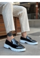 MirgeShoes Siyah Püsküllü Erkek Klasik Rugan Ayakkabı Parlak Cilt Kalın BYZ Taban MRG010602558