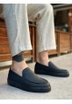 MirgeShoes Siyah Bağcıksız Erkek Loafer Ayakkabı Kalın SYH Taban MRG010602559