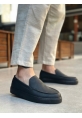 MirgeShoes Siyah Bağcıksız Erkek Loafer Ayakkabı Kalın SYH Taban MRG010602559