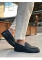 MirgeShoes Siyah Bağcıksız Erkek Loafer Ayakkabı Kalın SYH Taban MRG010602559