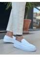 MirgeShoes Beyaz Bağcıksız Erkek Loafer Ayakkabı Kalın BYZ Taban MRG010602559