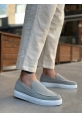 MirgeShoes Gri Bağcıksız Erkek Loafer Ayakkabı Kalın BYZ Taban MRG010602559