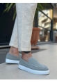 MirgeShoes Gri Bağcıksız Erkek Loafer Ayakkabı Kalın BYZ Taban MRG010602559