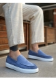 MRG0241 Bağcıksız Yüksek Taban Mavi Süet Erkek Ayakkabı