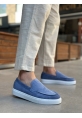 MRG0241 Bağcıksız Yüksek Taban Mavi Süet Erkek Ayakkabı