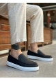 MirgeShoes Siyah Bağcıksız Erkek Loafer Ayakkabı Kalın BYZ Taban MRG010602559
