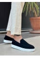 MirgeShoes Siyah Bağcıksız Erkek Loafer Ayakkabı Süet Kalın BYZ Taban MRG010602559