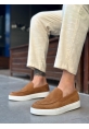 MirgeShoes Taba Bağcıksız Erkek Loafer Ayakkabı Süet Kalın BYZ Taban MRG010602559
