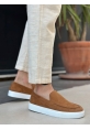 MirgeShoes Taba Bağcıksız Erkek Loafer Ayakkabı Süet Kalın BYZ Taban MRG010602559