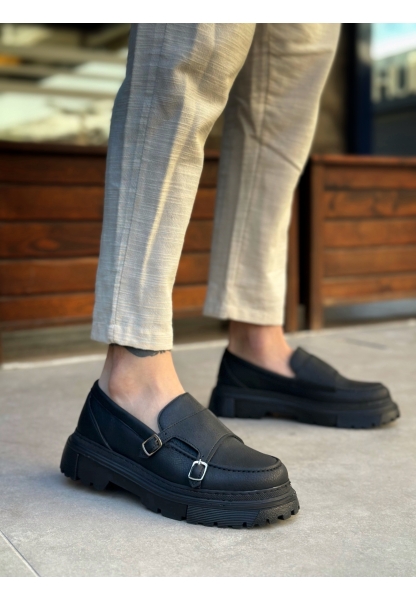 MRG0242 Tokalı Klasik Yüksek Siyah Taban Erkek Ayakkabı