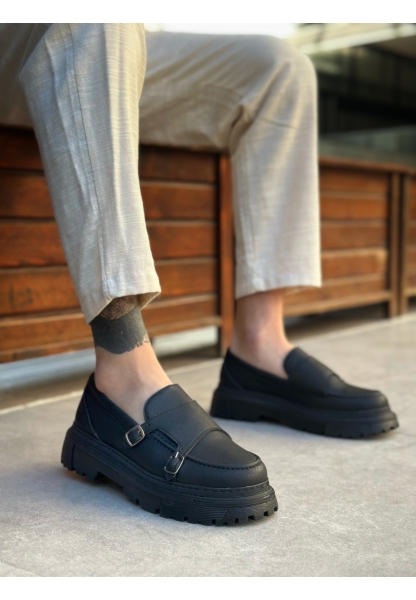 MRG0242 Tokalı Klasik Yüksek Siyah Taban Erkek Ayakkabı