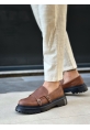 MirgeShoes Taba Tokalı Erkek Klasik Casual Ayakkabı Cilt Yüksek SYH Taban MRG010602560