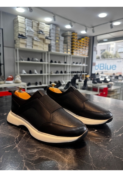 MirgeShoes Siyah Bantlı Erkek Casual Ayakkabı İçi Dışı Hakiki Deri Rahat Taban MRG010602562