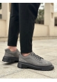 MirgeShoes Gri Akıllı Lastik Bağcık Erkek Günlük Ayakkabı Yüksek SYH Taban MRG010602563