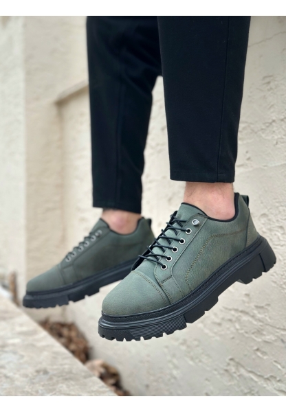 MirgeShoes Haki Akıllı Lastik Bağcık Erkek Günlük Ayakkabı Yüksek SYH Taban MRG010602563