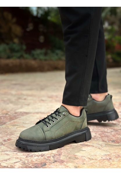 MirgeShoes Haki Akıllı Lastik Bağcık Erkek Günlük Ayakkabı Yüksek SYH Taban MRG010602563