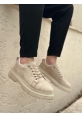 MirgeShoes Krem Akıllı Lastik Bağcık Erkek Günlük Ayakkabı Yüksek KRM Taban MRG010602563