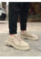 MirgeShoes Krem Akıllı Lastik Bağcık Erkek Günlük Ayakkabı Yüksek KRM Taban MRG010602563