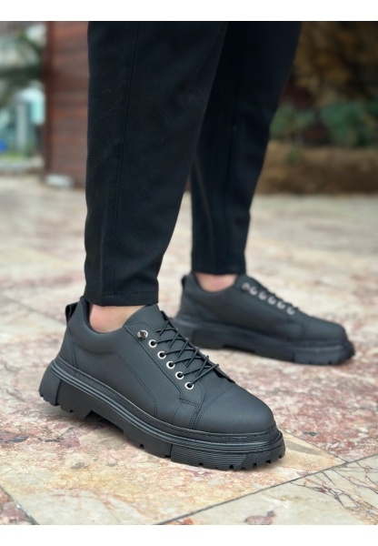 MirgeShoes Siyah Akıllı Lastik Bağcık Erkek Günlük Ayakkabı Yüksek SYH Taban MRG010602563