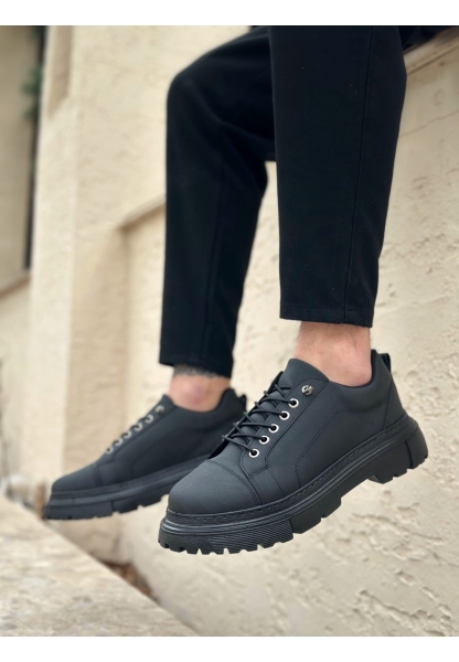 MirgeShoes Siyah Akıllı Lastik Bağcık Erkek Günlük Ayakkabı Yüksek SYH Taban MRG010602563