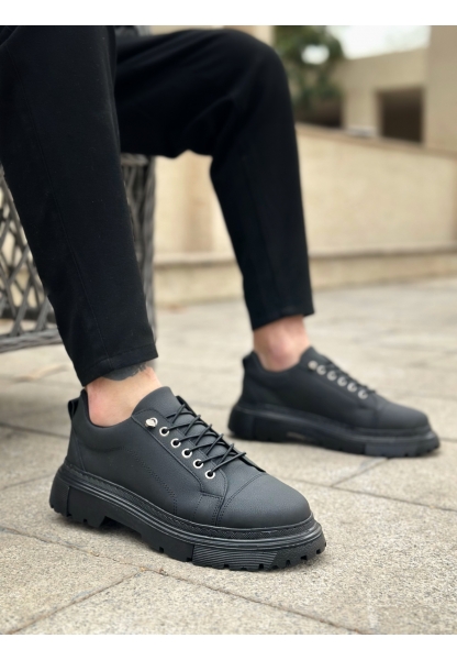 MirgeShoes Siyah Akıllı Lastik Bağcık Erkek Günlük Ayakkabı Yüksek SYH Taban MRG010602563