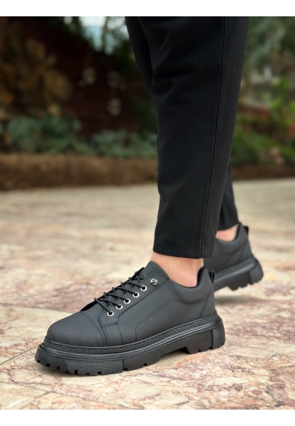 MirgeShoes Siyah Akıllı Lastik Bağcık Erkek Günlük Ayakkabı Yüksek SYH Taban MRG010602563