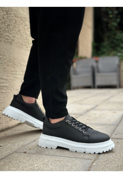 MirgeShoes Siyah Akıllı Lastik Bağcık Erkek Günlük Ayakkabı Yüksek BYZ Taban MRG010602563