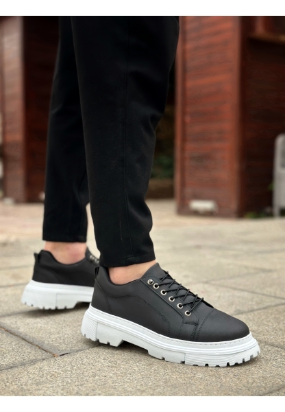 MirgeShoes Siyah Akıllı Lastik Bağcık Erkek Günlük Ayakkabı Yüksek BYZ Taban MRG010602563