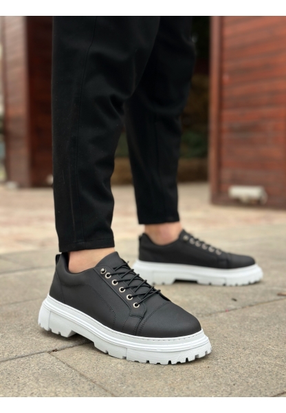 MirgeShoes Siyah Akıllı Lastik Bağcık Erkek Günlük Ayakkabı Yüksek BYZ Taban MRG010602563