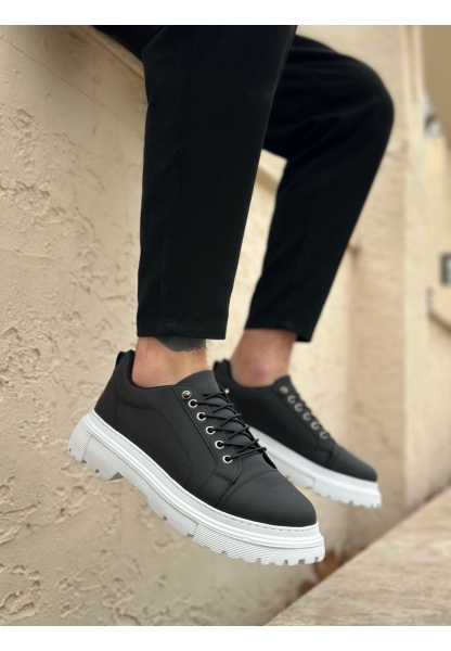 MirgeShoes Siyah Akıllı Lastik Bağcık Erkek Günlük Ayakkabı Yüksek BYZ Taban MRG010602563