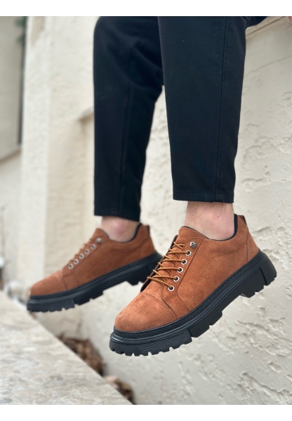 MirgeShoes Taba Akıllı Lastik Bağcık Erkek Günlük Ayakkabı Yüksek SYH Taban MRG010602563