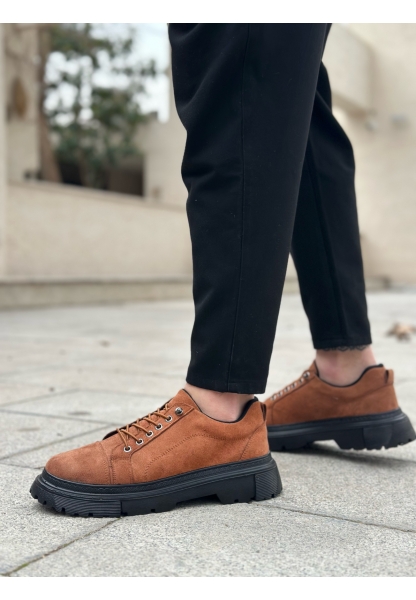 MirgeShoes Taba Akıllı Lastik Bağcık Erkek Günlük Ayakkabı Yüksek SYH Taban MRG010602563