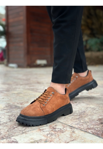 MirgeShoes Taba Akıllı Lastik Bağcık Erkek Günlük Ayakkabı Yüksek SYH Taban MRG010602563