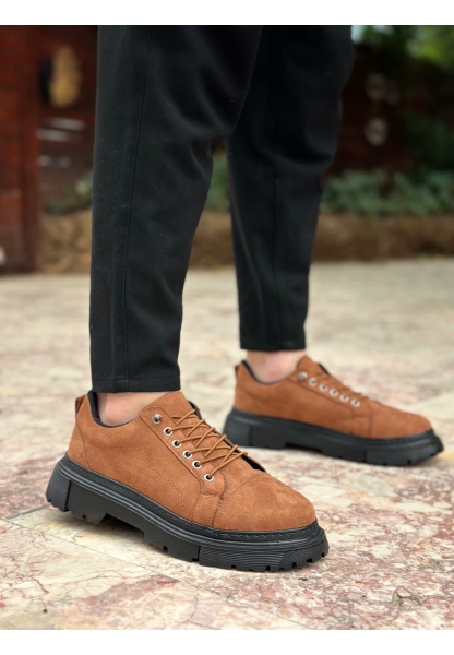 MirgeShoes Taba Akıllı Lastik Bağcık Erkek Günlük Ayakkabı Yüksek SYH Taban MRG010602563