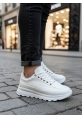 MirgeShoes Beyaz Bağcıklı Erkek Günlük Spor Ayakkabı Tırtıklı Yüksek BYZ Taban MRG010602564