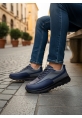 MirgeShoes Lacivert-Gri Bağcıklı Erkek Günlük Spor Ayakkabı Tırtıklı Yüksek LCVRT Taban MRG010602564