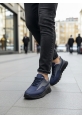 MirgeShoes Lacivert-Gri Bağcıklı Erkek Günlük Spor Ayakkabı Tırtıklı Yüksek LCVRT Taban MRG010602564