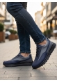 MirgeShoes Lacivert-Gri Bağcıklı Erkek Günlük Spor Ayakkabı Tırtıklı Yüksek LCVRT Taban MRG010602564