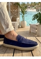 MRG0251 %100 İçi Dışı Hakiki Deri Erkek Lacivert Süet Casual Loafer Kauçuk Rahat Taban Dikişli Ayakkabı